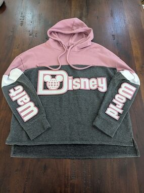Walt Disney World Resort Pink & Gray Colorblock Graphic Pullover Hoodie - XL